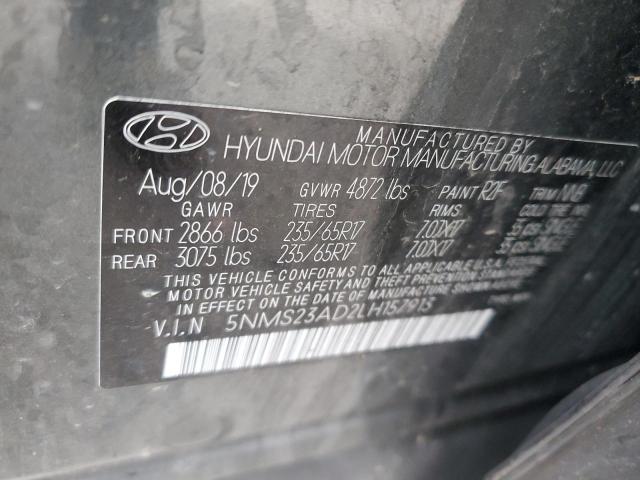 5NMS23AD2LH157913 - 2020 HYUNDAI SANTA FE SE GRAY photo 12