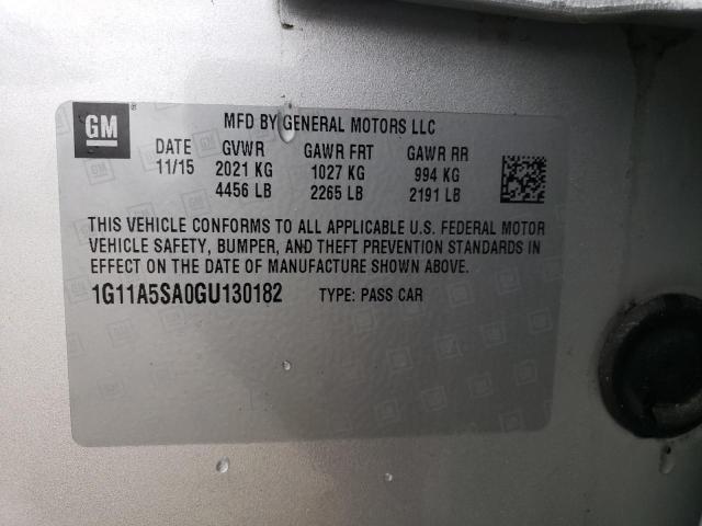 1G11A5SA0GU130182 - 2016 CHEVROLET MALIBU LIM LS 银色 照片 12