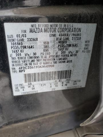 4F2CZ06193KM40908 - 2003 MAZDA TRIBUTE ES 黑色 照片 12