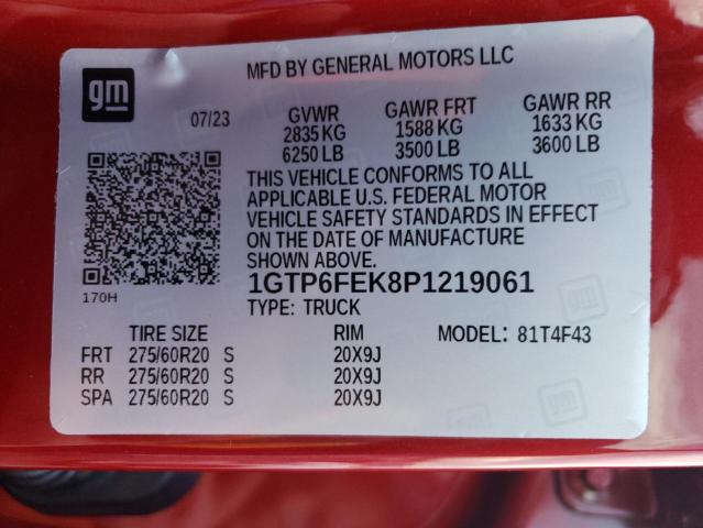 1GTP6FEK8P1219061 - 2023 GMC CANYON DENALI RED photo 12