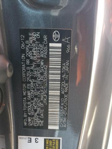 JTKJF5C76D3048642 - 2013 TOYOTA SCION TC 灰色 照片 12