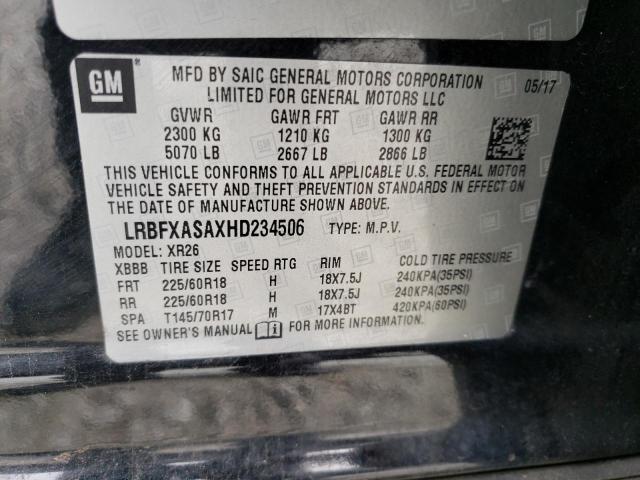 LRBFXASAXHD234506 - 2017 BUICK ENVISION PREFERRED BLACK photo 13