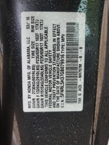 5FNRL5H37GB079916 - 2016 HONDA ODYSSEY SE CHARCOAL photo 14