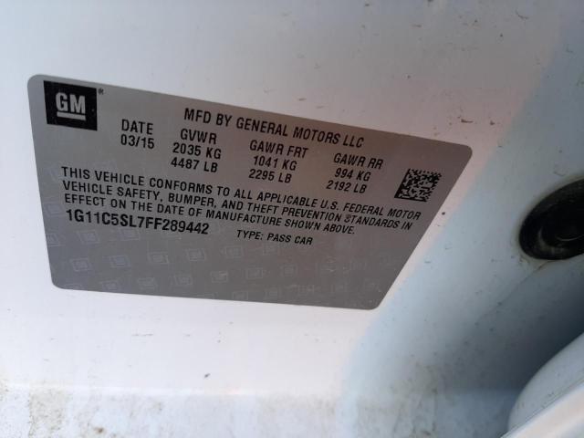 1G11C5SL7FF289442 - 2015 CHEVROLET MALIBU 1LT თეთრი ფოტო 13