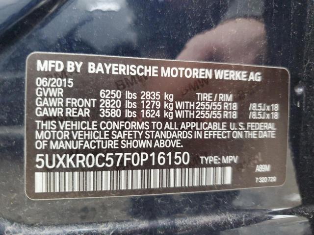 5UXKR0C57F0P16150 - 2015 BMW X5 XDRIVE35I BLUE photo 14