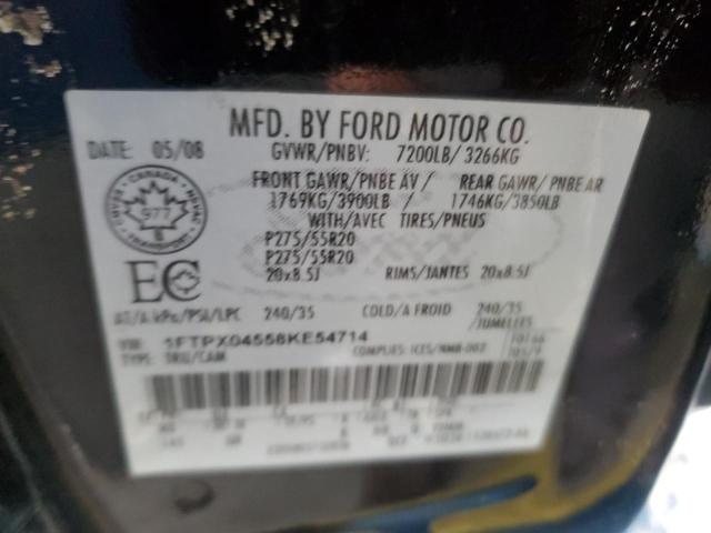 1FTPX04558KE54714 - 2008 FORD F150 BLACK photo 12