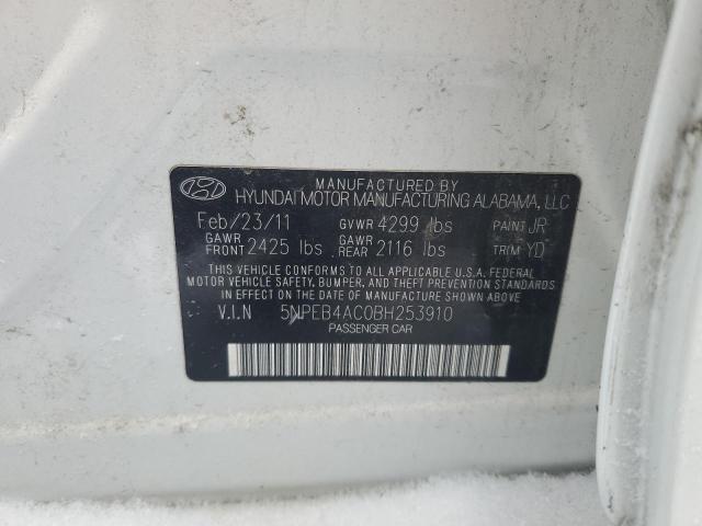 5NPEB4AC0BH253910 - 2011 HYUNDAI SONATA GLS WHITE photo 12