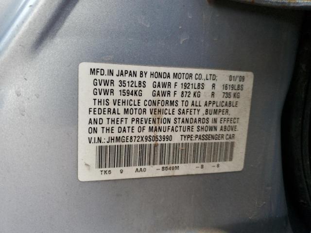 JHMGE872X9S053990 - 2009 HONDA FIT BLUE photo 12