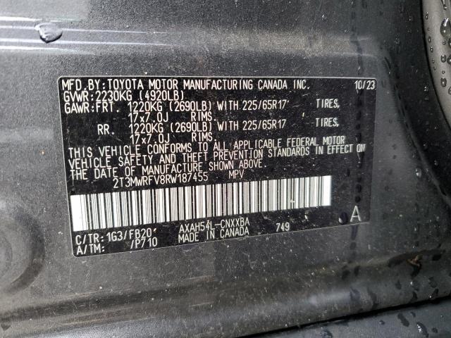 2T3MWRFV8RW187455 - 2024 TOYOTA RAV4 LE GRAY photo 12