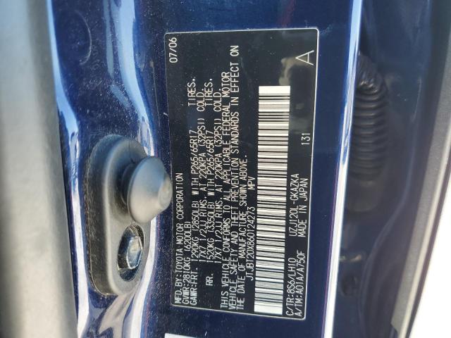 JTJBT20X860124273 - 2006 LEXUS GX 470 BLUE photo 13