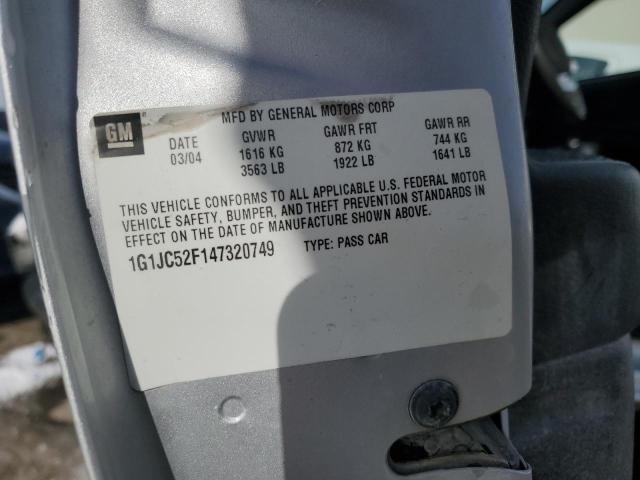 1G1JC52F147320749 - 2004 CHEVROLET CAVALIER SILVER photo 13