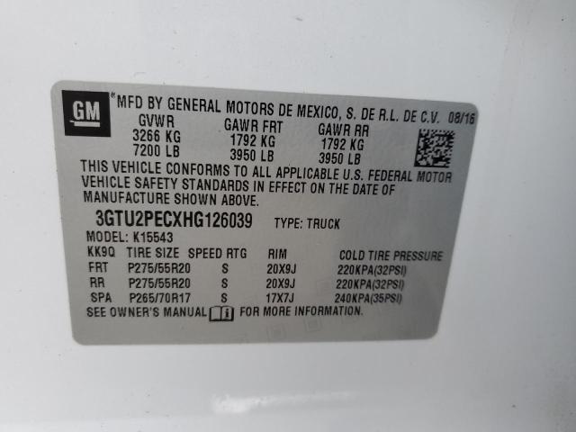 3GTU2PECXHG126039 - 2017 GMC SIERRA K1500 DENALI WHITE photo 13