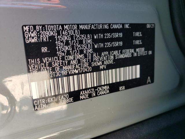 2T3C1RFVXMW170420 - 2021 TOYOTA RAV4 XLE PREMIUM GRAY photo 13