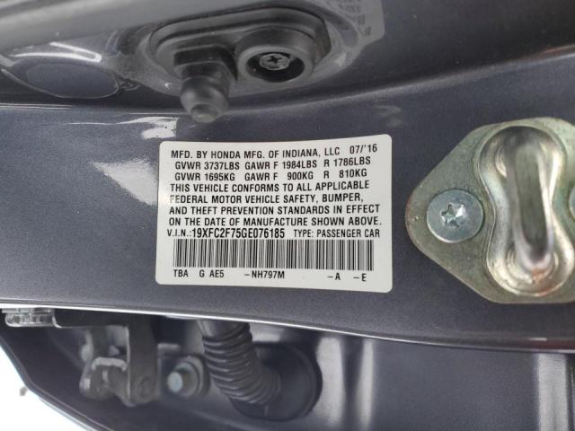 19XFC2F75GE076185 - 2016 HONDA CIVIC EX GRAY photo 12