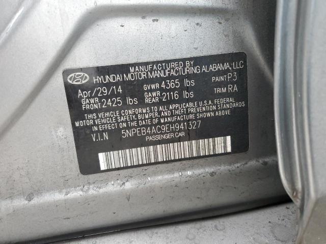 5NPEB4AC9EH941327 - 2014 HYUNDAI SONATA GLS GRAY photo 12