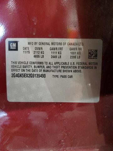 2G4GK5EX2G9139490 - 2016 BUICK REGAL 红色 照片 12