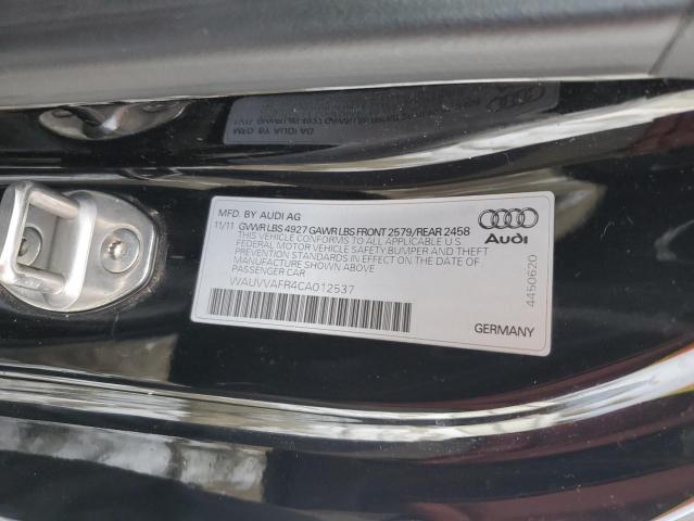 WAUVVAFR4CA012537 - 2012 AUDI S5 PRESTIGE BLACK photo 12
