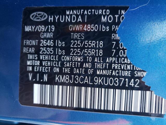 KM8J3CAL9KU037142 - 2019 HYUNDAI TUCSON LIMITED BLUE photo 13