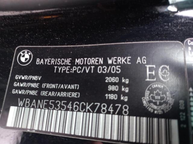 WBANE53546CK78478 - 2006 BMW 525 I BLACK photo 10