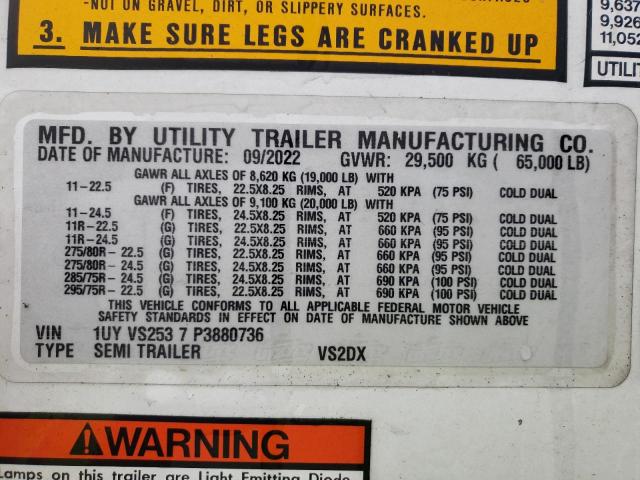 1UYVS2537P3880736 - 2023 UTILITY TRAILER WHITE photo 10