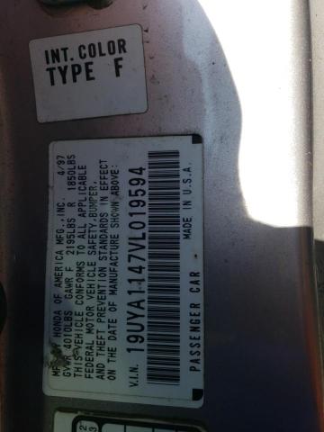 19UYA1147VL019594 - 1997 ACURA 2.2CL Күміс фото 12