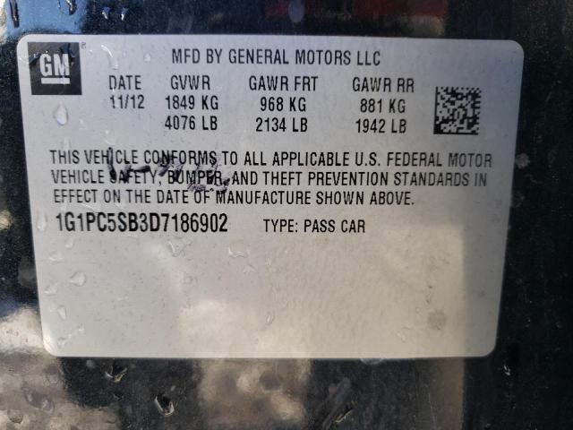 1G1PC5SB3D7186902 - 2013 CHEVROLET CRUZE LT BLACK photo 13