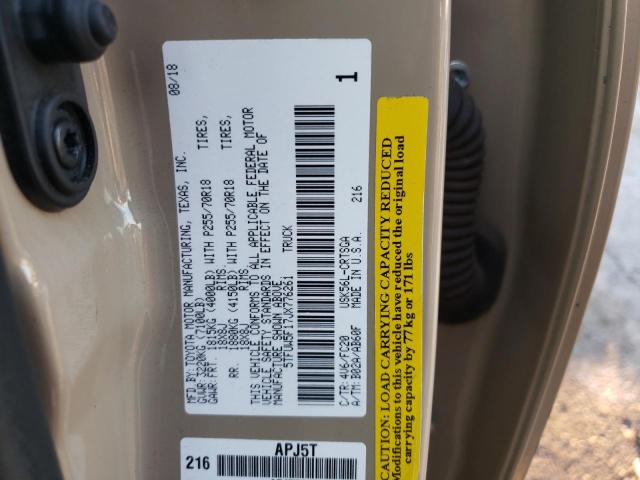 5TFUW5F17JX776261 - 2018 TOYOTA TUNDRA DOUBLE CAB SR/SR5 TAN photo 12