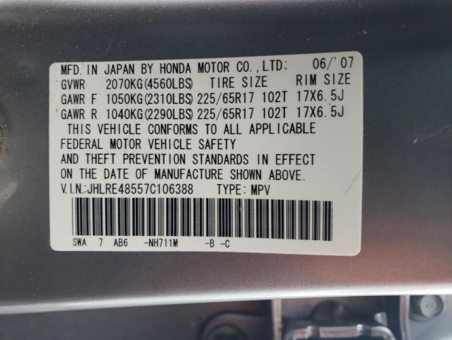 JHLRE48557C106388 - 2007 HONDA CR-V EX SILVER photo 13