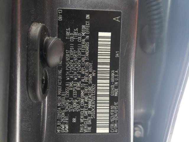 5TDZK3EH7DS132922 - 2013 TOYOTA HIGHLANDER BASE Gris photo 13