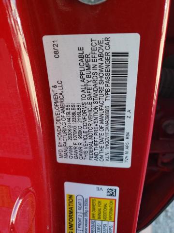 1HGCV1F3XMA098686 - 2021 HONDA ACCORD SPORT RED photo 12