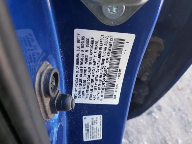 19XFC2F84KE050887 - 2019 HONDA CIVIC SPORT 蓝色 照片 12