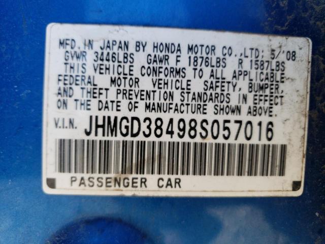 JHMGD38498S057016 - 2008 HONDA FIT BLUE photo 12