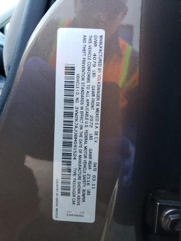 3VW2K7AJ3BM091524 - 2011 VOLKSWAGEN JETTA BASE Շագանակագույն լուսանկար 12