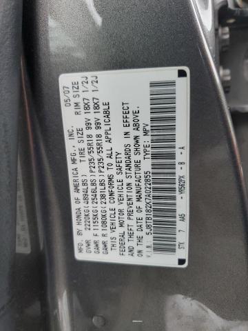 5J8TB182X7A022855 - 2007 ACURA RDX CHARCOAL photo 12