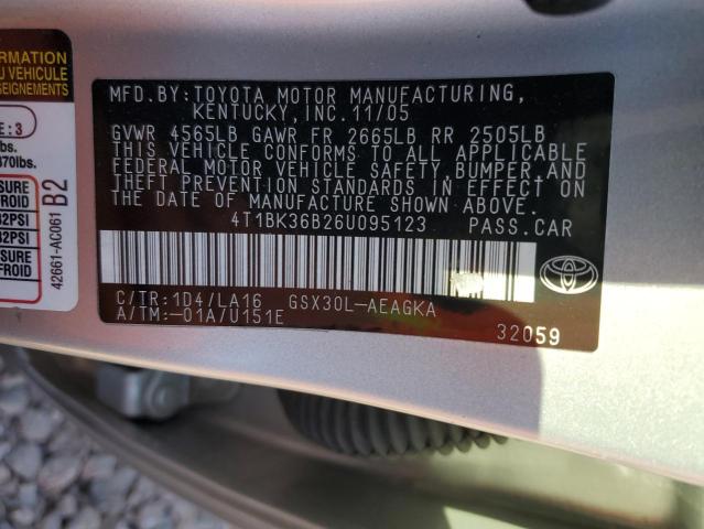 4T1BK36B26U095123 - 2006 TOYOTA AVALON XL GRAY photo 12