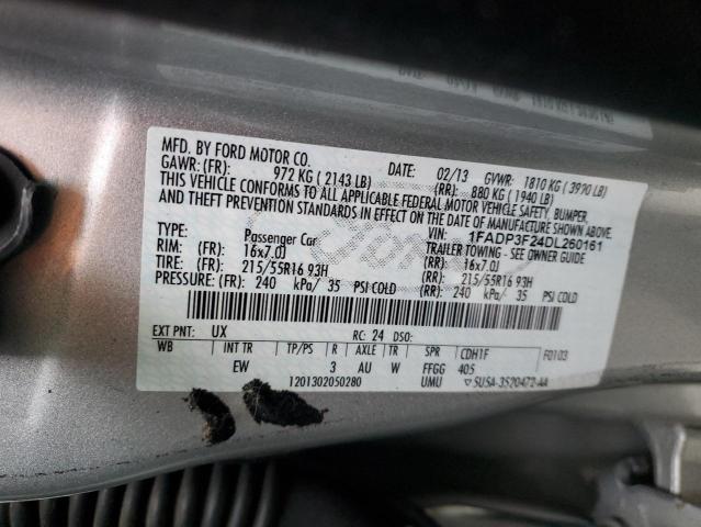 1FADP3F24DL260161 - 2013 FORD FOCUS SE SILVER photo 12