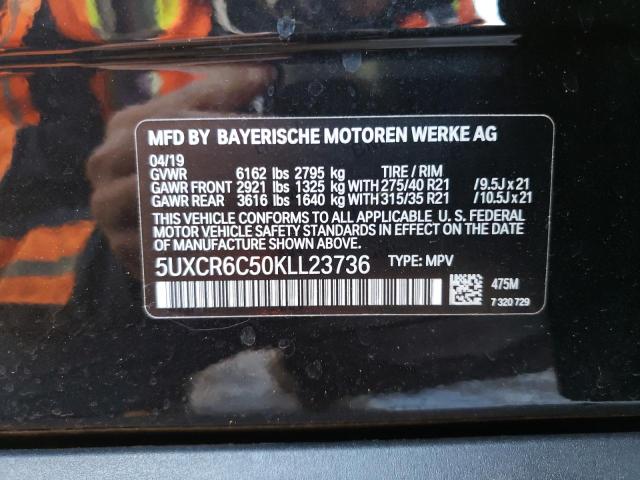 5UXCR6C50KLL23736 - 2019 BMW X5 XDRIVE40I BLACK photo 12