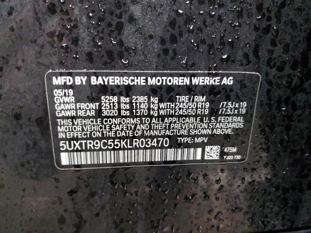 5UXTR9C55KLR03470 - 2019 BMW X3 XDRIVE30I BLACK photo 13