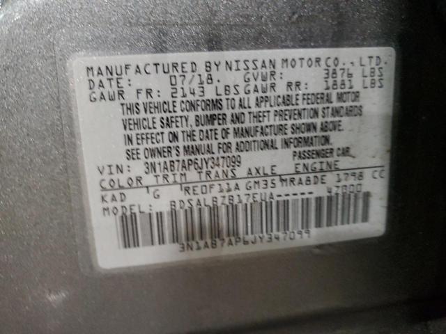 3N1AB7AP6JY347099 - 2018 NISSAN SENTRA S GRAY photo 12