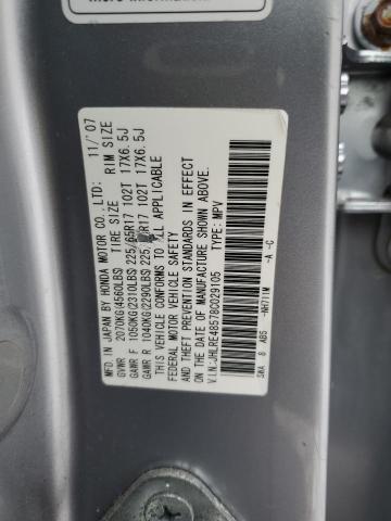 JHLRE48578C029105 - 2008 HONDA CR-V EX SILVER photo 12