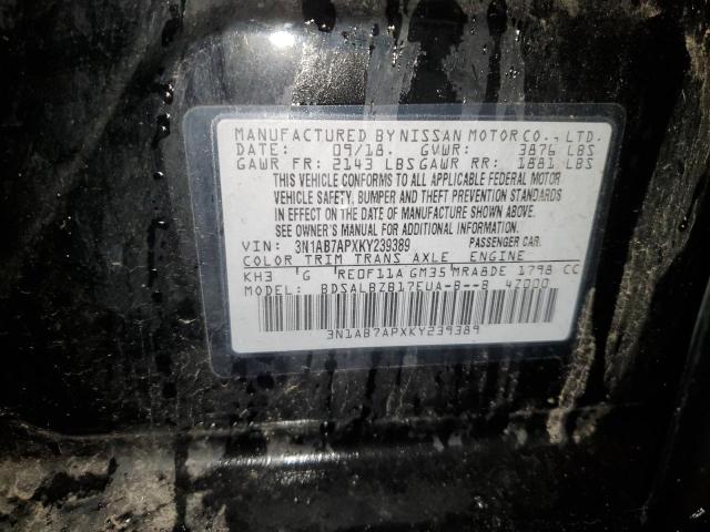 3N1AB7APXKY239389 - 2019 NISSAN SENTRA S BLACK photo 13