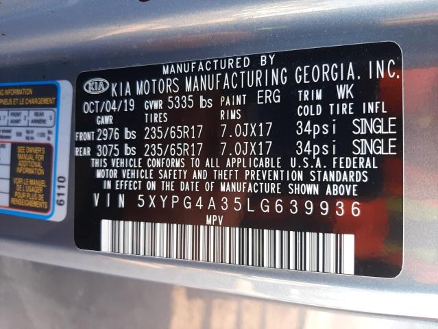 5XYPG4A35LG639936 - 2020 KIA SORENTO L GRAY photo 13