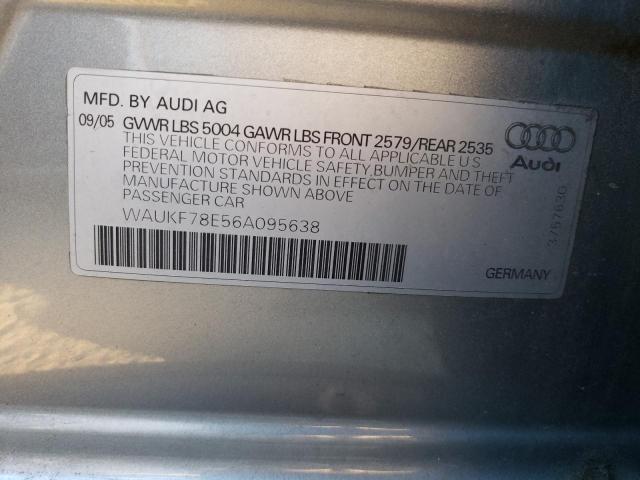 WAUKF78E56A095638 - 2006 AUDI A4 2.0T AVANT QUATTRO SILVER photo 14