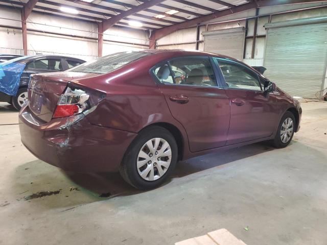 19XFB2F51CE049299 - 2012 HONDA CIVIC LX MAROON photo 3