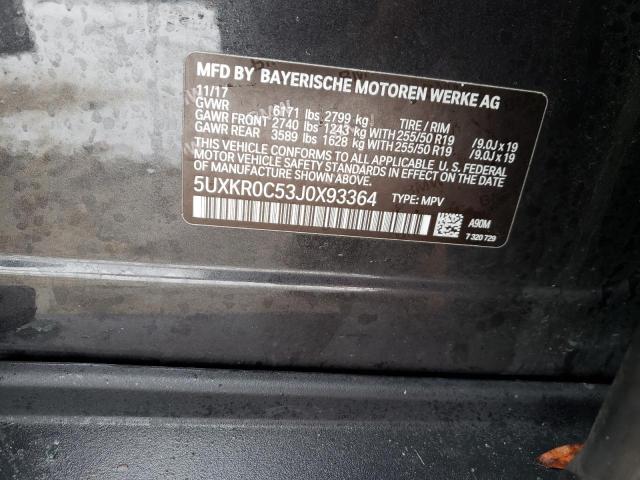 5UXKR0C53J0X93364 - 2018 BMW X5 XDRIVE35I Gris foto 13