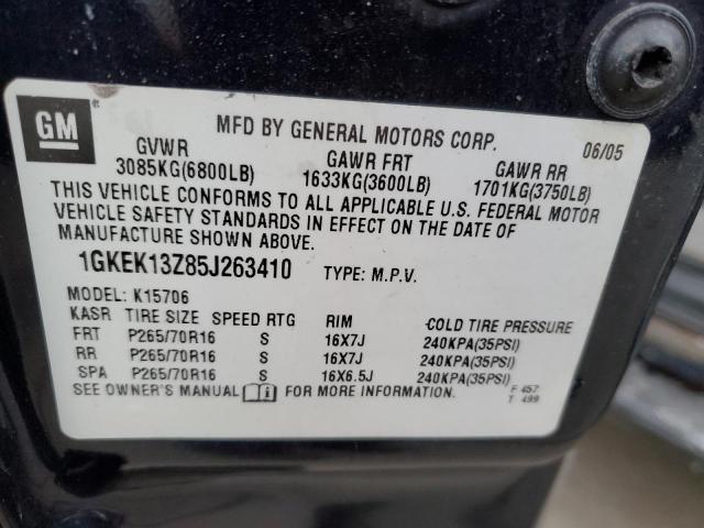 1GKEK13Z85J263410 - 2005 GMC YUKON BLUE photo 12