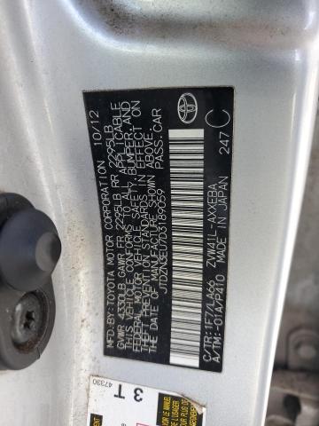 JTDZN3EU7D3189059 - 2013 TOYOTA PRIUS V SILVER photo 12