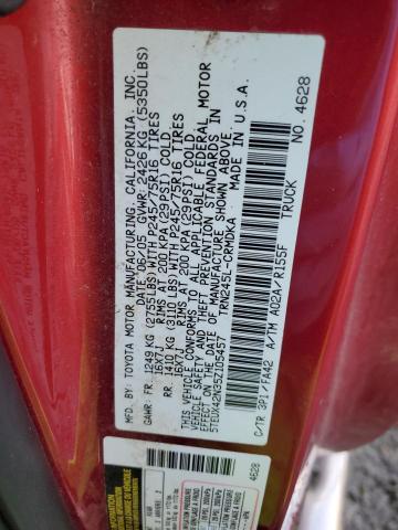 5TEUX42N35Z105457 - 2005 TOYOTA TACOMA ACCESS CAB წითელი ფოტო 12