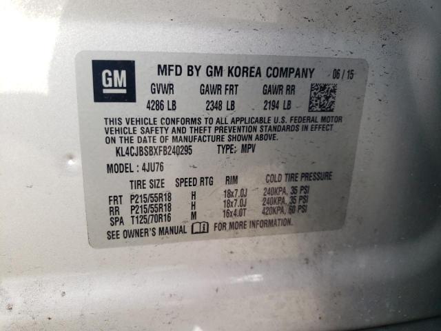 KL4CJBSBXFB240295 - 2015 BUICK ENCORE CONVENIENCE 银色 照片 12