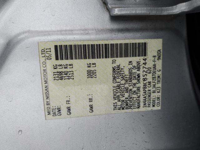 1N4AA5AP8BC852744 - 2011 NISSAN MAXIMA S SILVER photo 12